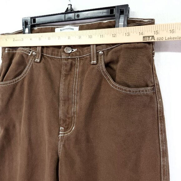 Reformation Womens Jean Size 28 Cowboy High Rise Baggy Straight-Leg Brown 28" - Picture 3 of 15